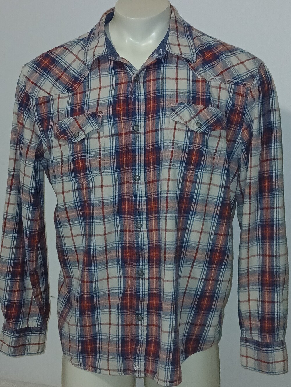 Cody James Mens Western Cotton Pearl Snap Long Sleeve Plaid Flannel Shirt XL